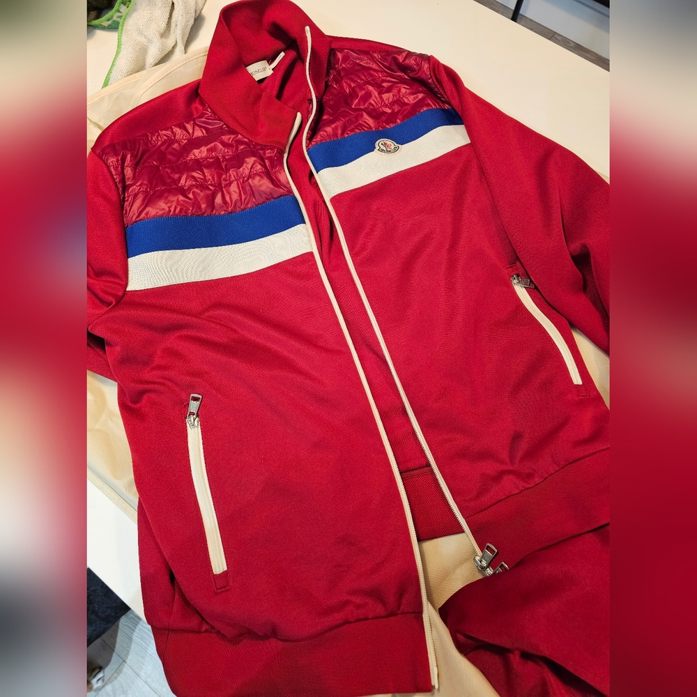 Moncler Tracksuit (full set) red and blue. Authenticated. Medium size.
